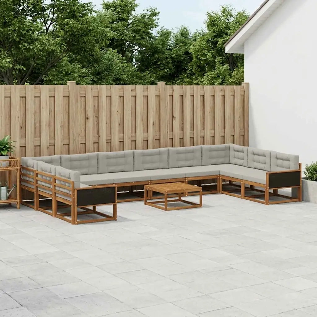 Set di divani da esterno 11 pcs Naturale e Grigio Chiaro 3382934