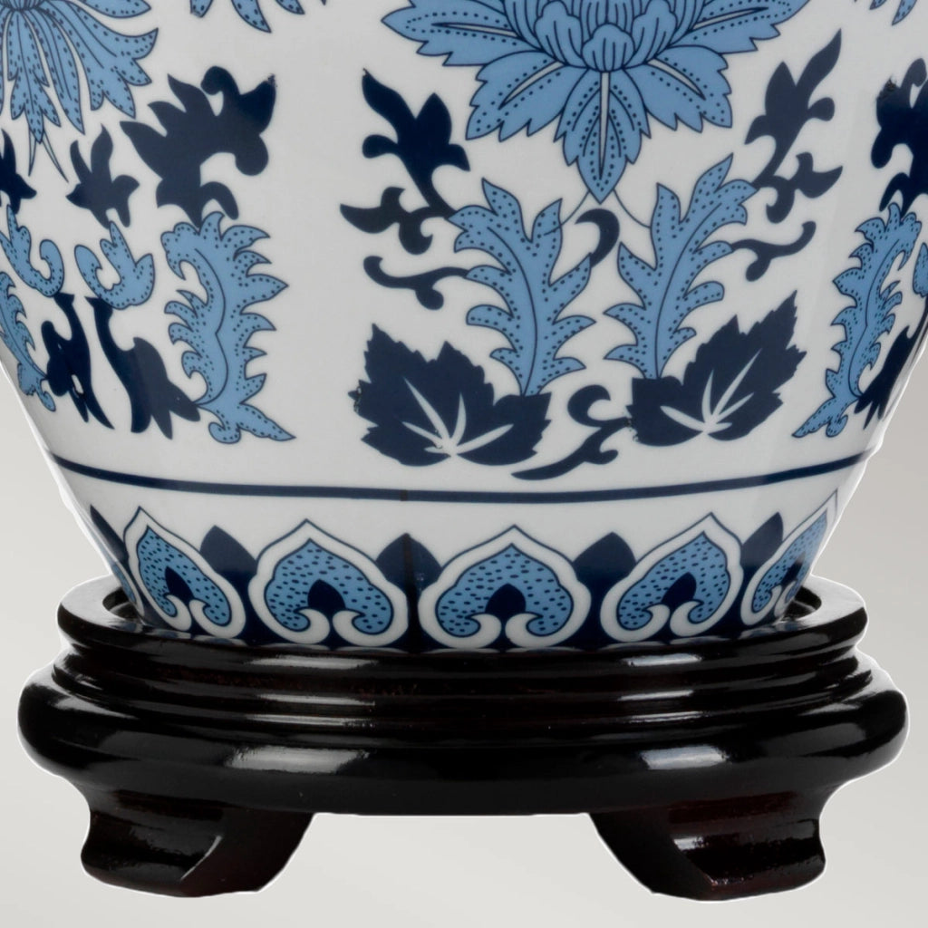 Lampada da tavolo ceramica blu/bianca Linyi E27 60W