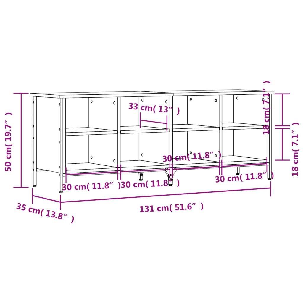 Scarpiera-Scaffale per scarpe Grigio Sonoma 131x35x50 cm in Legno Multistrato