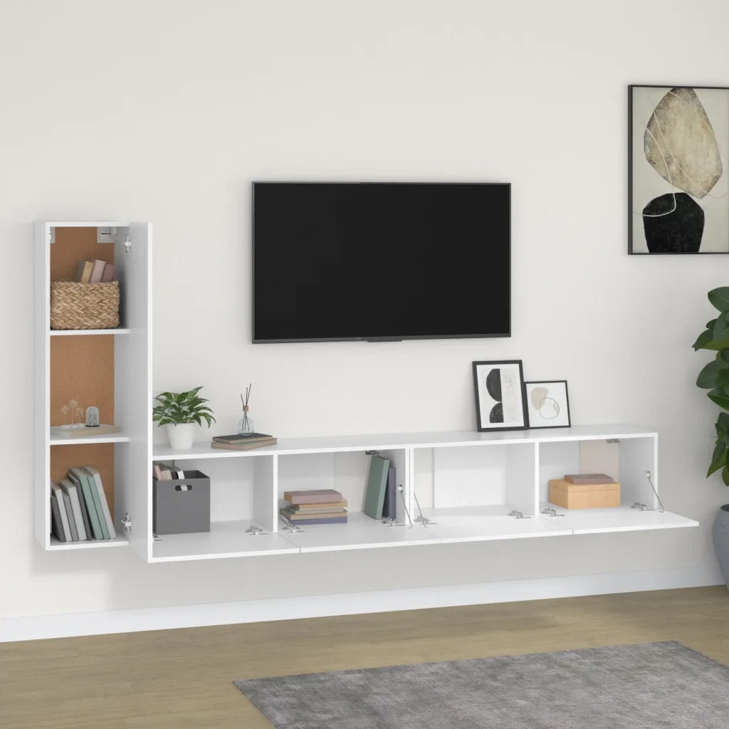 Set Mobili Porta TV 3 pz Bianco in Legno Multistrato 3114318