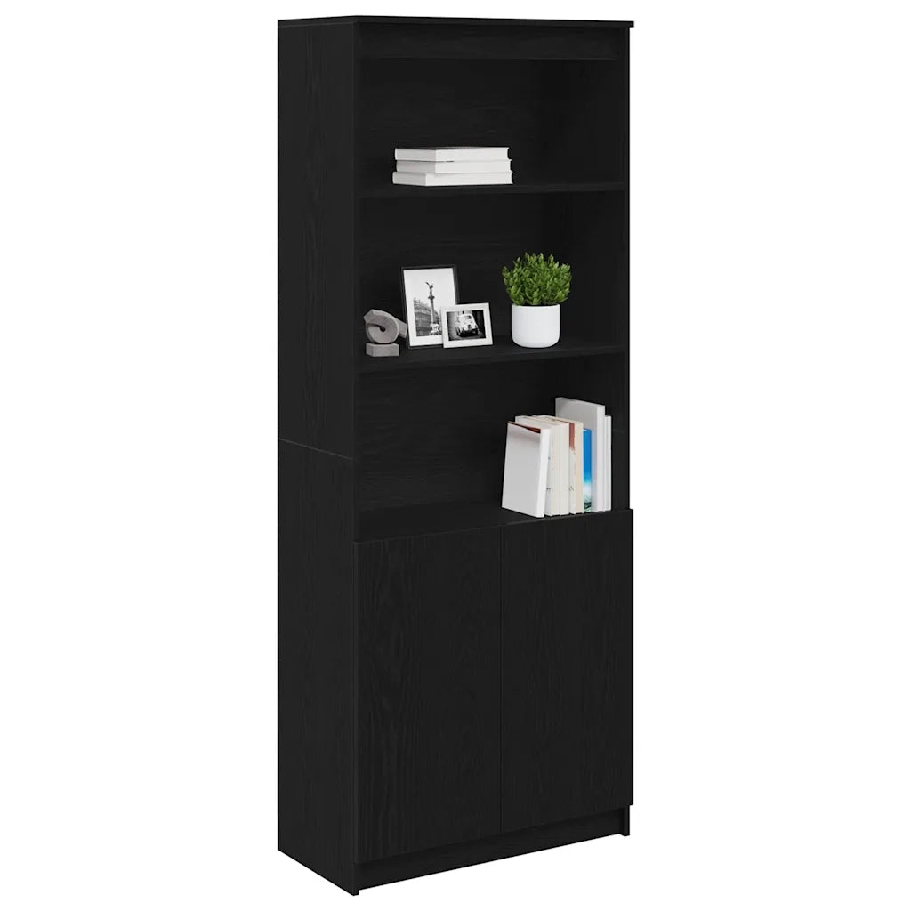 Credenza Rovere Nero 70x35x180 cm in Legno Multistrato 3328472