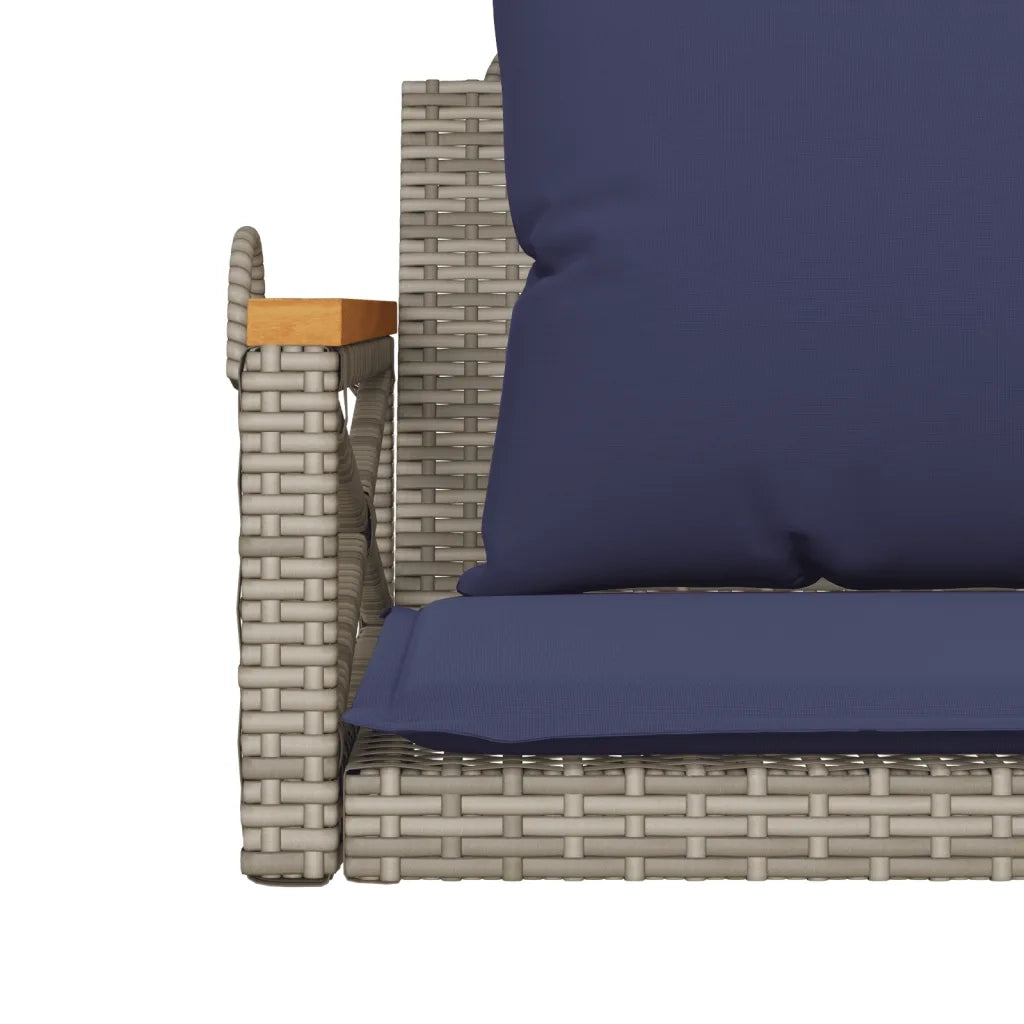 Panchina Dondolo con Cuscini Grigia 63x62x40 cm in Polyrattan