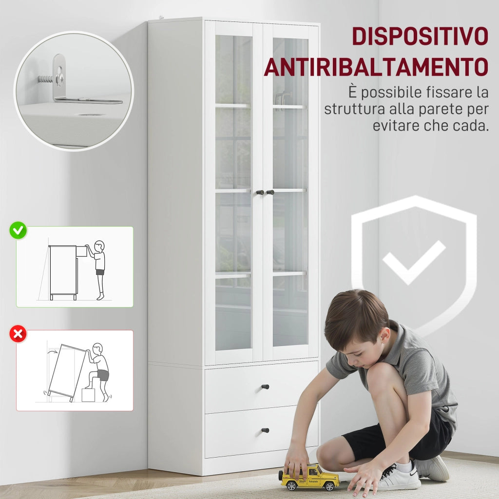 Credenza con Armadietto e Cassetti ¨C Zephmum ¨C Bianco 59x30x164 cm