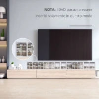 Set 2 Librerie Scaffale porta CD e DVD a 12 Ripiani Totali per 204 CD, in Legno, 21x22.5x88.5 cm, Bianco