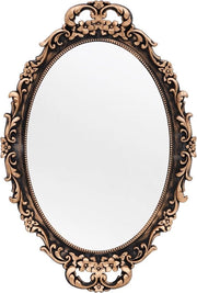 Specchio decorativo in legno con cornice dorata, specchio da parete e cassettone per soggiorno e camera da letto, decorazione per comodino, ovoidale - 24,4 cm B x 36,4 cm L (bronzato)