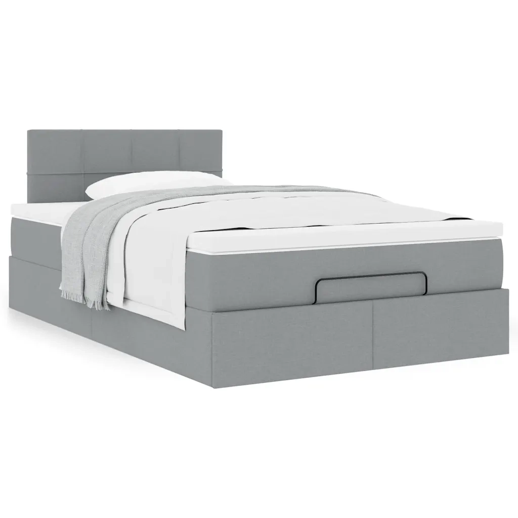 Pouf Letto con Materasso Grigio Chiaro 120x190 cm in Tessuto 3311442