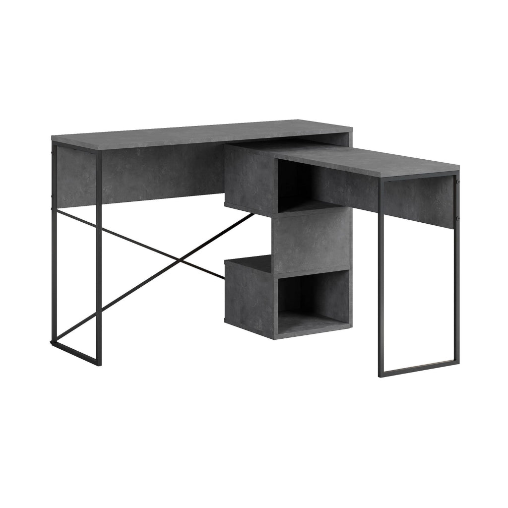 Scrivania modulare in legno "Badau" - 110 x 102 x 77 cm - Grigio