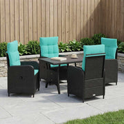 Set da pranzo per esterni 5 pz Nero e Turchese polyrattan 3422261