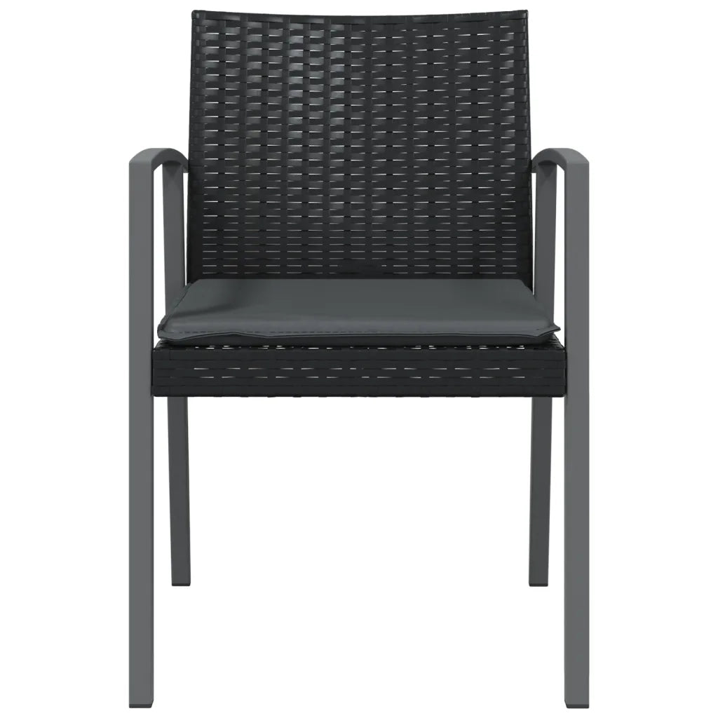 Sedie da Giardino con Cuscini 6pz Nere 56,5x57x83 cm Polyrattan