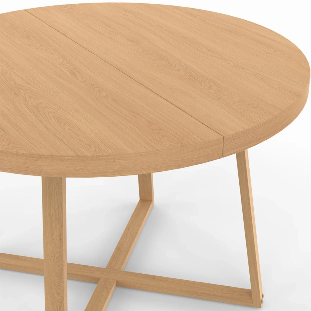 IDMarket - Tavolo da pranzo rotondo SELMA per 4-6 persone effetto faggio 110 cm
