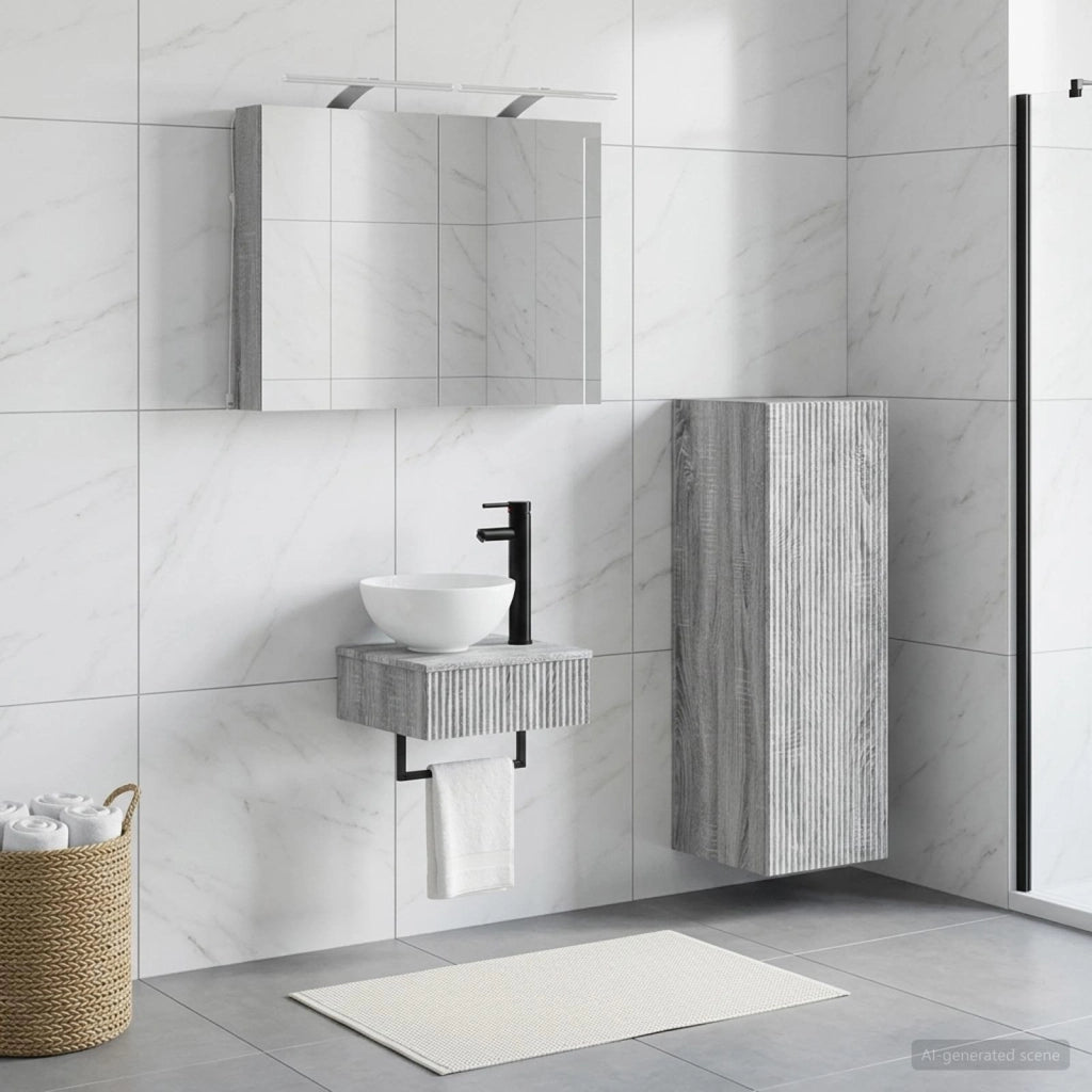 Set di Armadi da Bagno 4 pz Sonoma grigio Legno ingegnerizzato 3407364