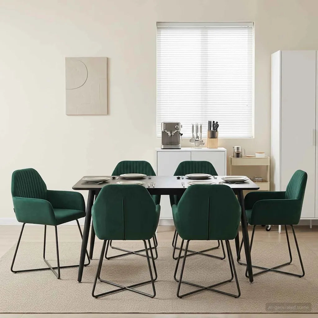 Sedie da pranzo 6 pz Velluto Verde Scuro 55 x 50 x 84 cm 3428385
