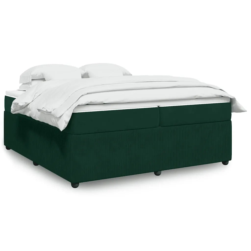 Giroletto a Molle con Materasso Verde Scuro 200x200 cm Velluto