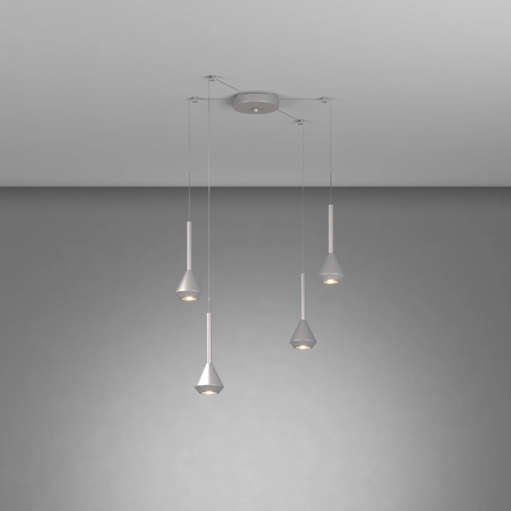 Lampadario Moderno Aygo Metallo Color Alluminio 4 Luci Gu10