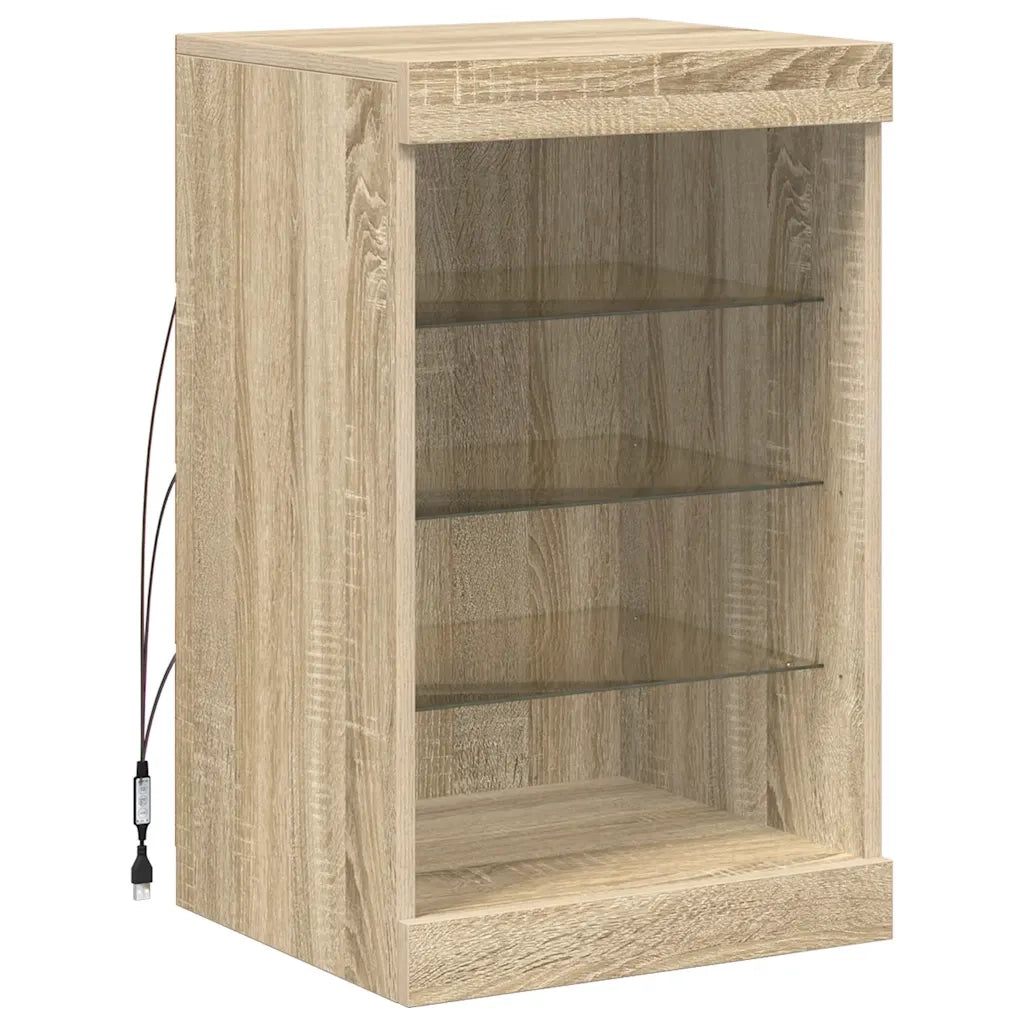 Credenza con Luci LED-Buffet-Armadio da cucina Rovere Sonoma 41x37x67 cm 626079