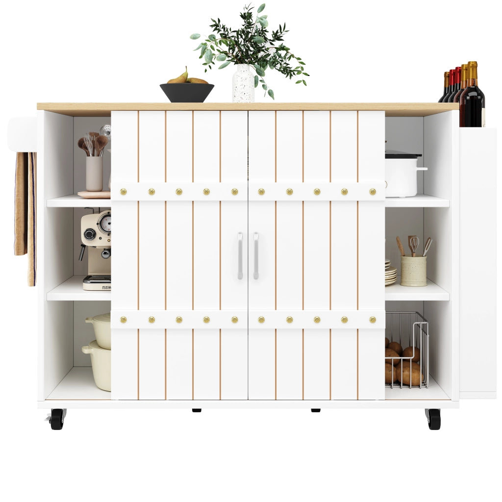 Mobile da cucina in legno - Zephmum - Con ruote, ripiano, scaffale spezie e porta asciugamani