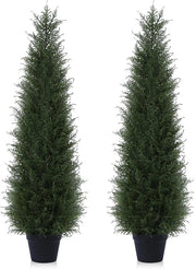 Pianta Artificiale di Cedro 120cm, Albero di Cedro Artificiale, Albero Bicchiere UV-resistente per Casa, Sala da Pranzo, Camera da Letto, Ufficio, Decorazione (2-pack)