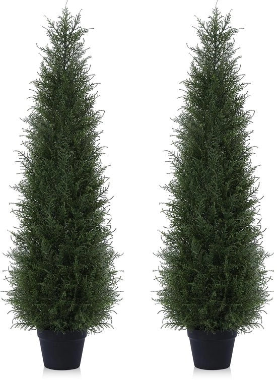 Pianta Artificiale di Cedro 120cm, Albero di Cedro Artificiale, Albero Bicchiere UV-resistente per Casa, Sala da Pranzo, Camera da Letto, Ufficio, Decorazione (2-pack)