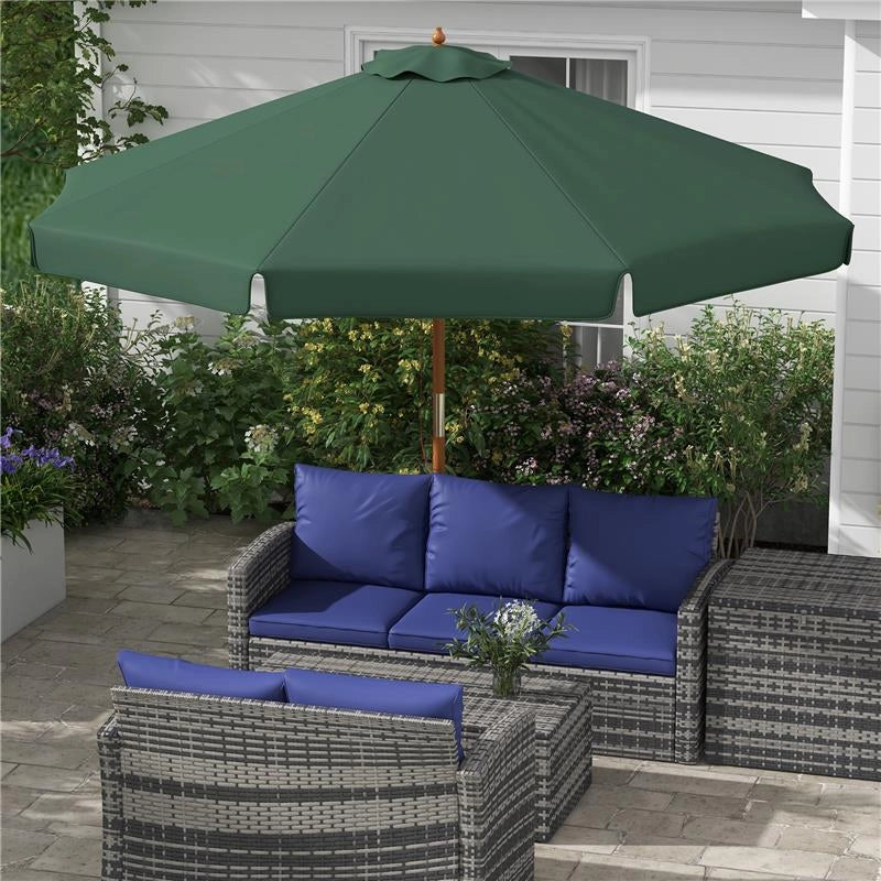 OMBRELLONE DA GIARDINO CON DOPPIO TETTUCCIO IN BAMBÙ E POLIESTERE Ø 325X250 CM VERDE