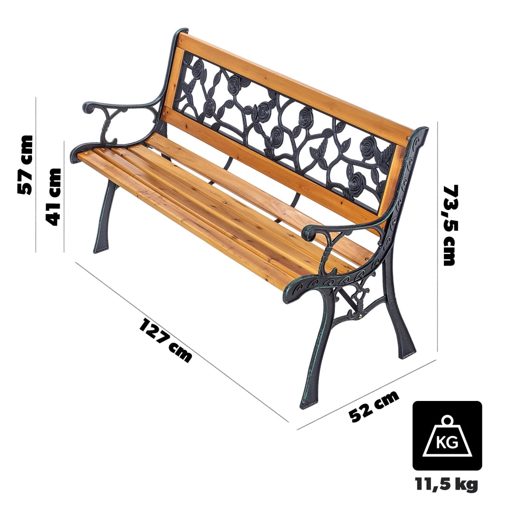 Panca da cimitero KADAX con schienale, 127 cm, in legno, da posizionare accanto alla tomba.