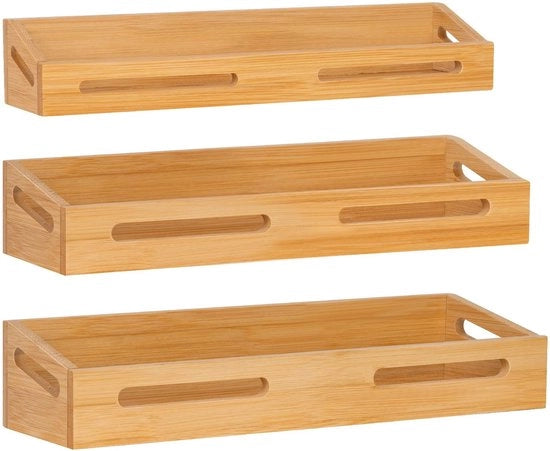 Organizzatore da cucina a sospensione in bambù - Senza perforazione - Organizzatore da cucina - Contenitori per erbe - Risparmia spazio - Facile da installare - Supporto per erbe