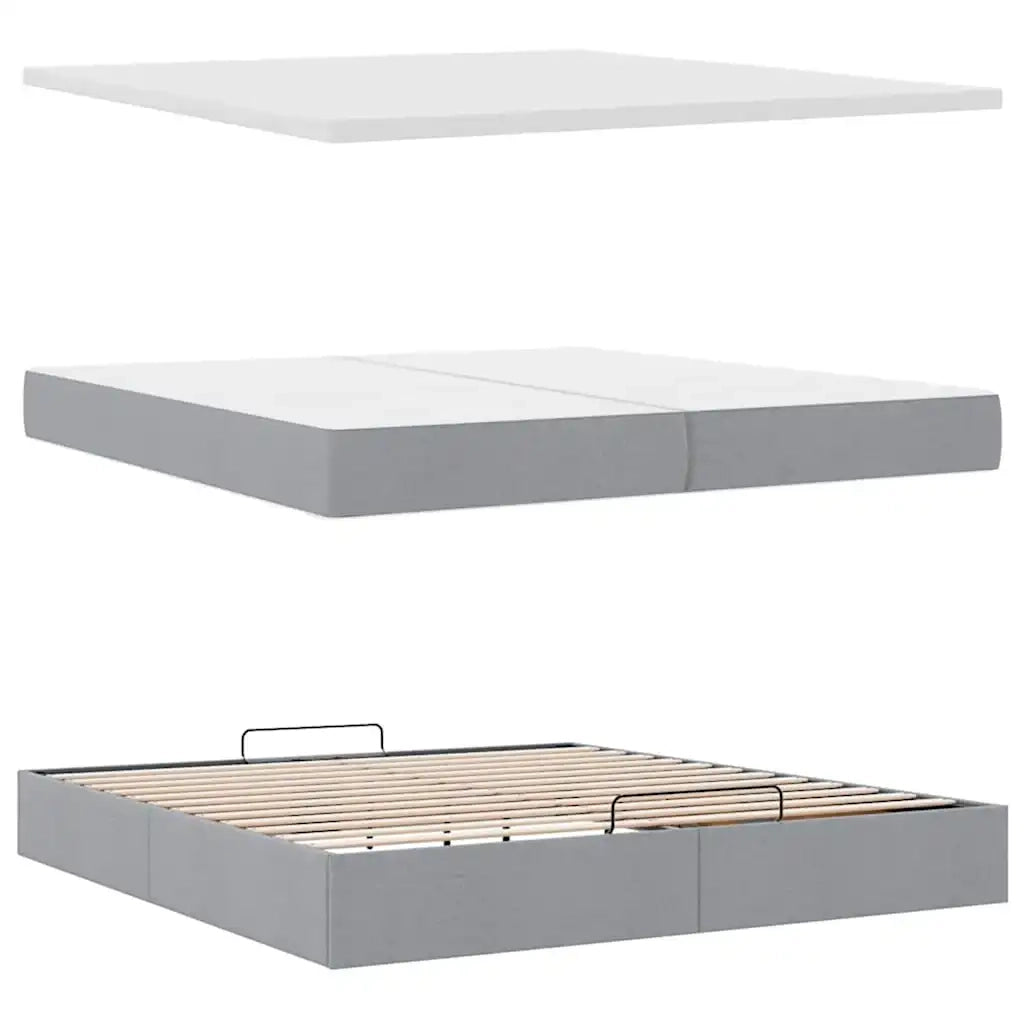 Struttura Letto Pouf con Materassi 200x200 cm in Tessuto 3313948
