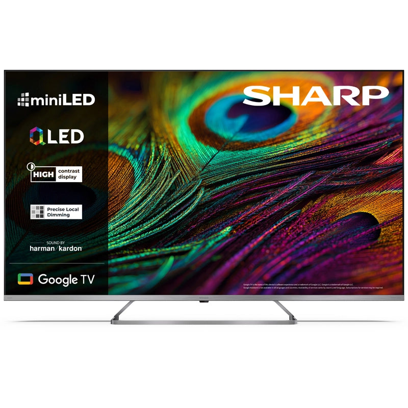 SHARP 55JP7265E - 55" GOOGLE TV MINILED QLED 4K -  FRAMELESS - HARMAN / KARDON - AUDIO DOLBY DIGITAL+ / DTS HD - CHROMECAST - SILVER - IT