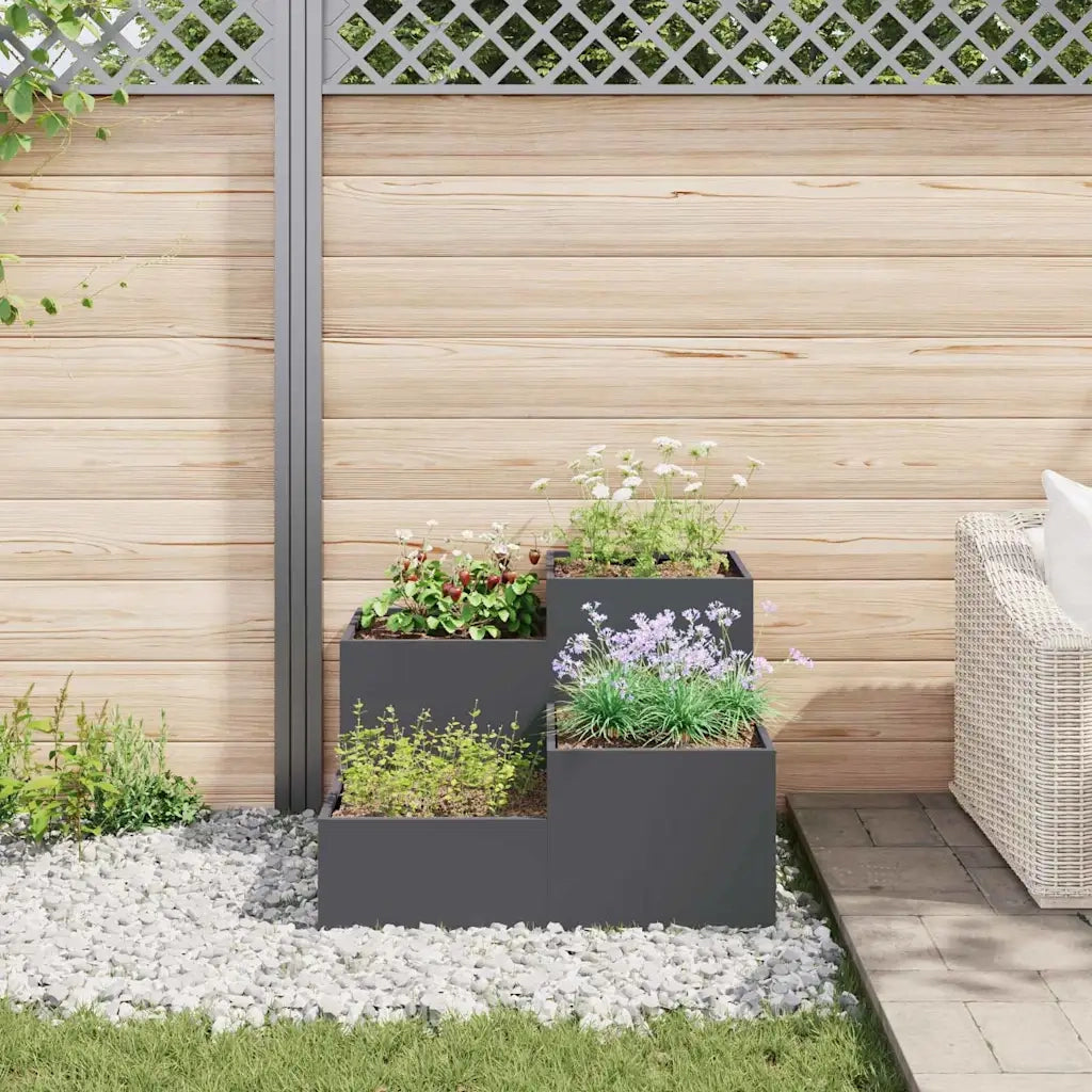 Fioriere | Cassetta per fiori | Vaso da giardino Antracite 100 x 100 x 60 cm Acciaio