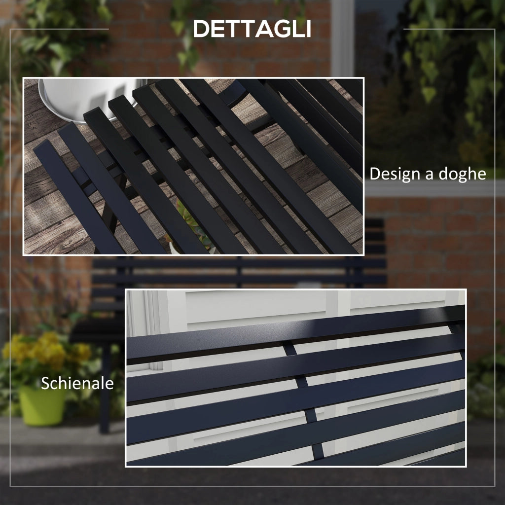 Panchina da Giardino in Alluminio 2 Posti ¨C zephmum ¨C Nero 123x67x79