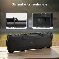 Waffenkoffer 118,9 x 40,5 x 16 cm für Langwaffen, Gewehrkoffer mit Schaumstoffpolsterung und Rollen für sicheren Transport, Langwaffenkoffer mit Tragegriff