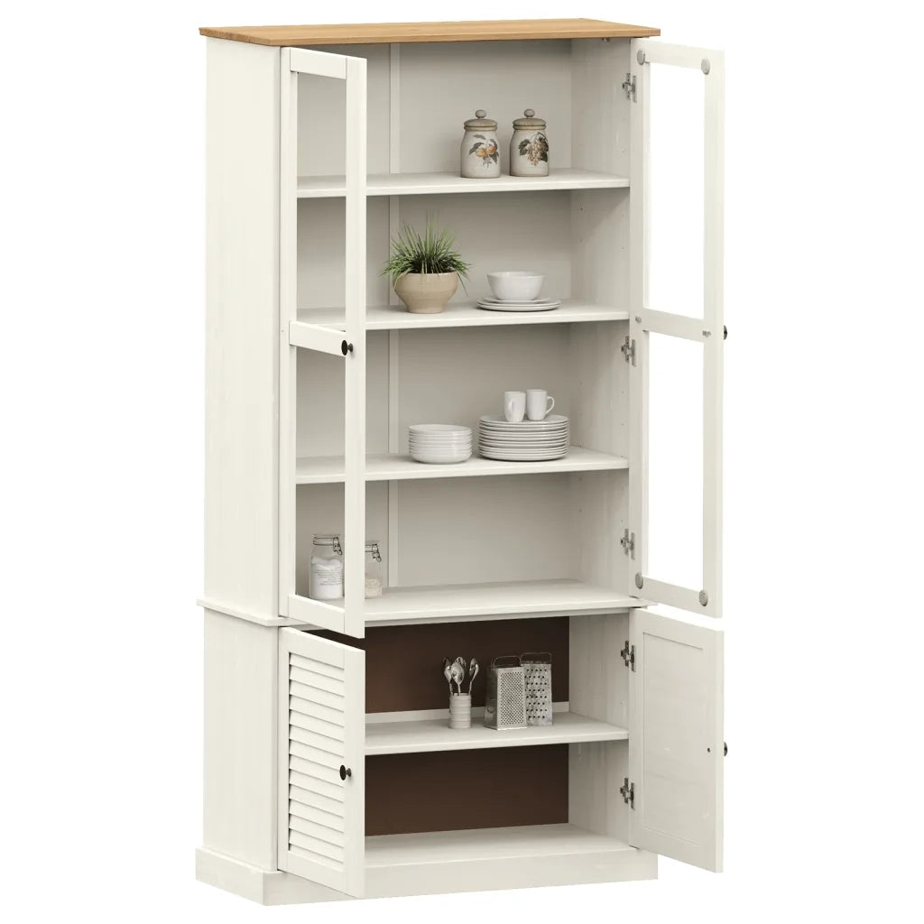 Vetrina VIGO 85x35x170 cm in Legno Massello di Pino Bianco 353194