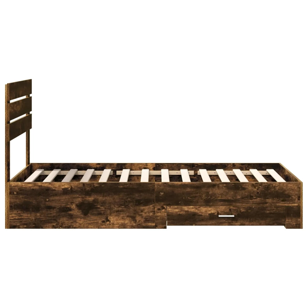 Struttura del letto-Giroletto Rovere Affumicato e Argento 75 x 190 cm 645549