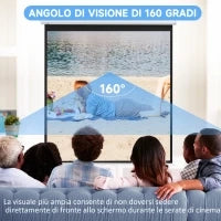 Telo per Proiettore 99" Rapporto 1:1, Fissaggio a Muro e Soffitto per Casa e Ufficio, Bianco