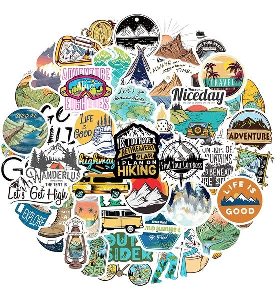 Sticker Decorativi per Esterno 50 Pezzi - Manufatti a Mano - Adatti per Notebooks e Skateboard - Facili da Scollegare - Materiale PVC Duraturo