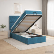 Letto Ottomano con Materasso e LED Blu scuro 90 x 200 cm 3458353