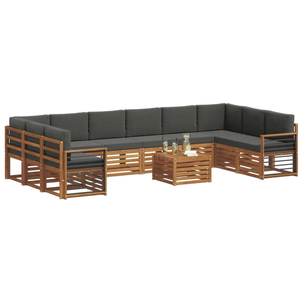 Set di divani da esterno 11 pcs Naturale e Antracite