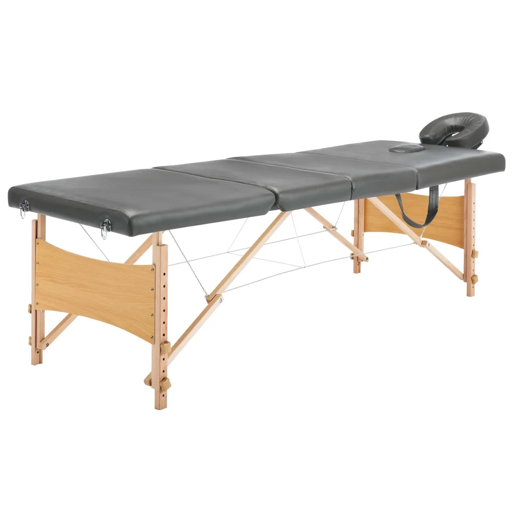 Lettino da Massaggio 4 Zone Telaio in Legno Antracite 186x68cm cod mxl 65827