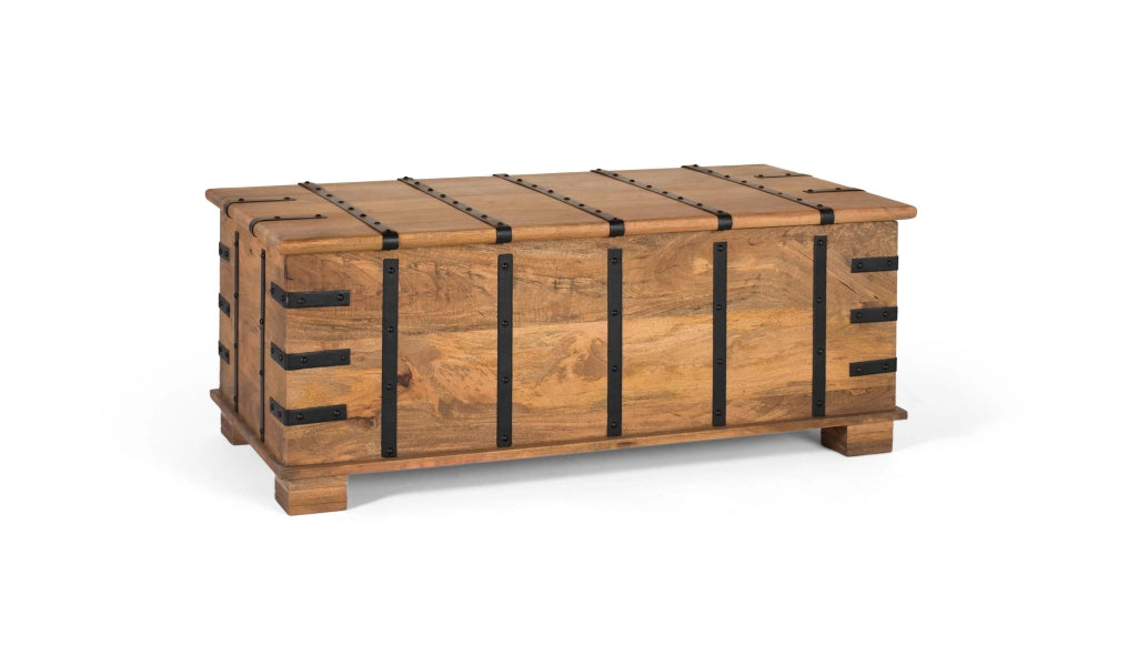Tavolo baule realizzato in legno massello di mango