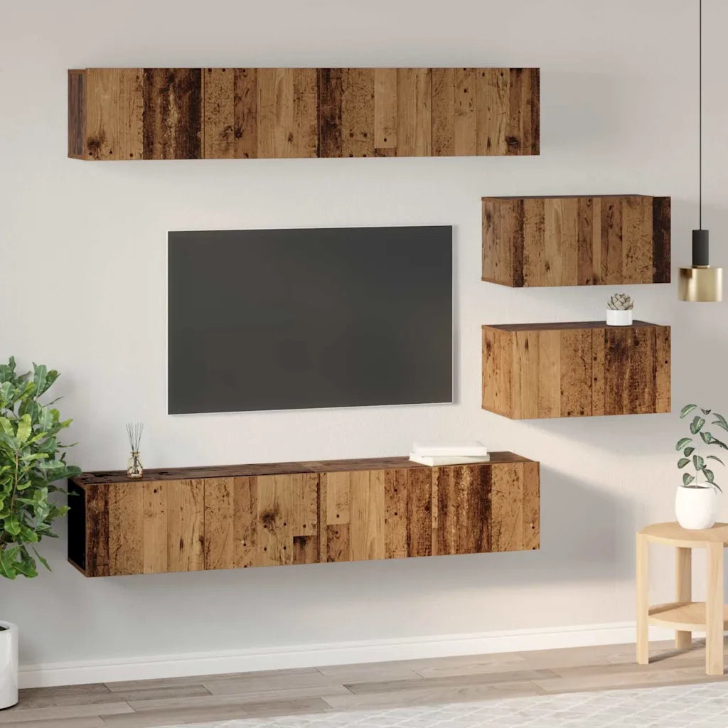 vidaXL Set di mobili TV 6 pcs Legno vecchio Media Legno multistrato