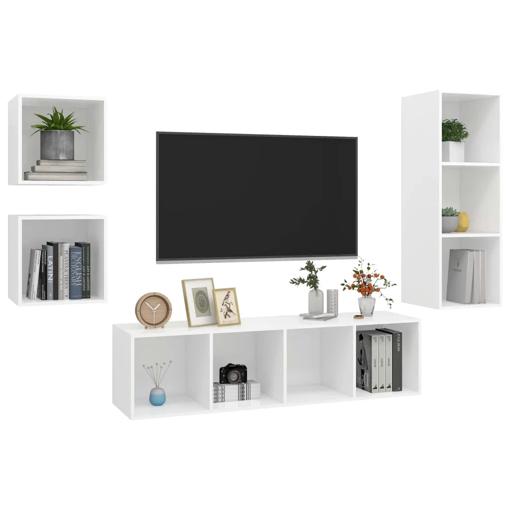 Set Mobile TV 4 pz Bianco in Truciolato 3079772