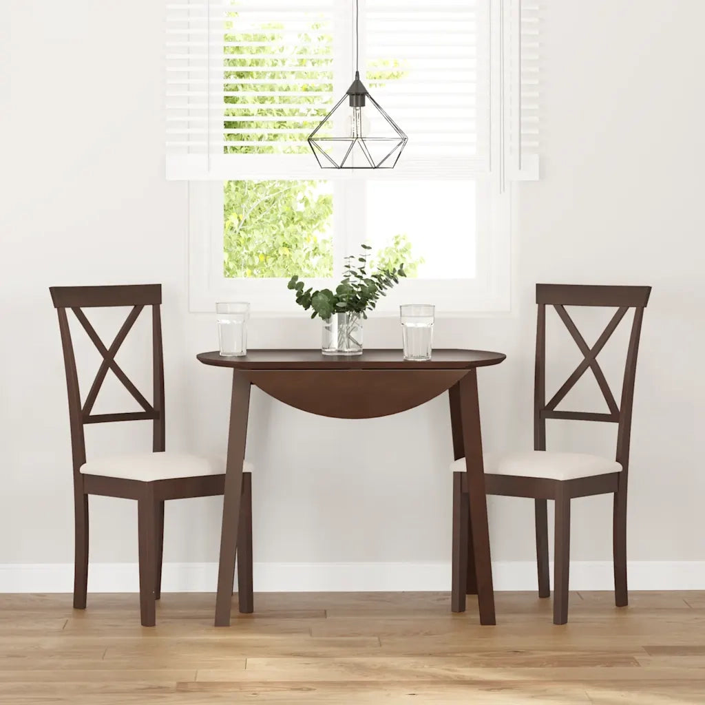 Sedie da Pranzo con Cuscini 2pz Marrone Legno Massello di Hevea 4102401