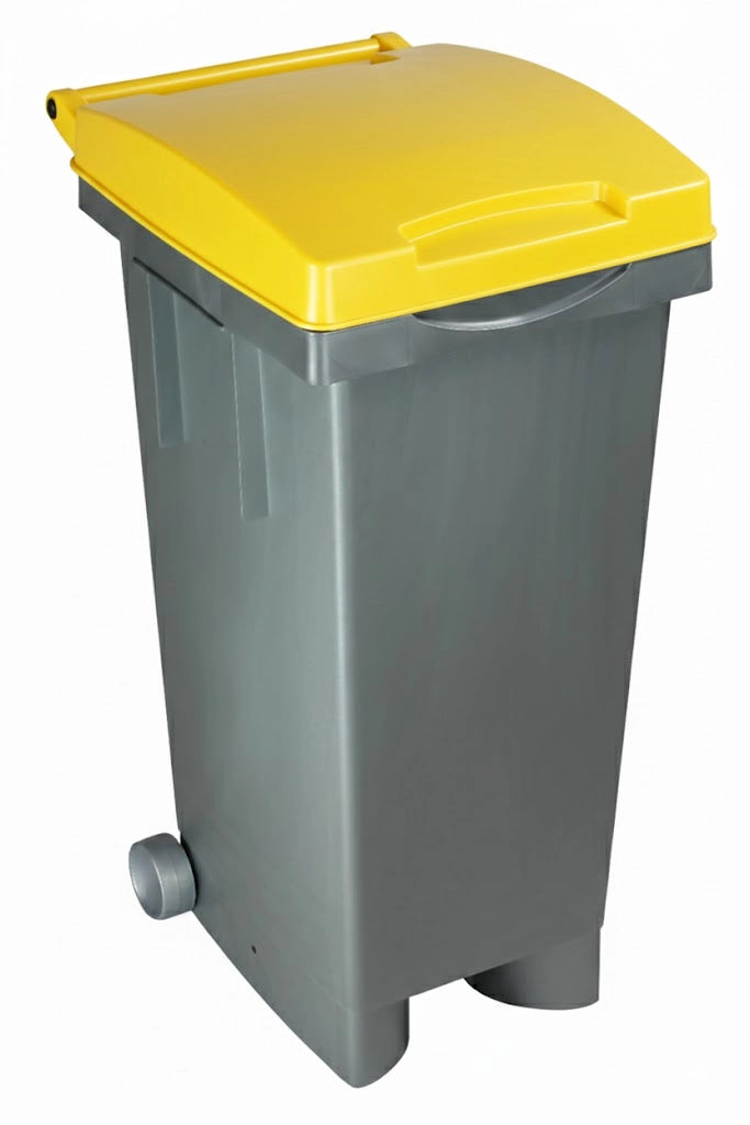 ICS BIDONE TATA COLOR PER DIFFERENZIATA Lt. 80 - cm. 38x50x80 h col. Giallo/Grigio