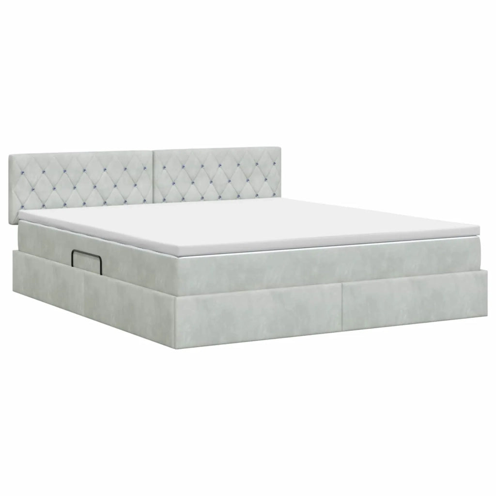 Letto con Contenitore Grigio Chiaro 180 x 200 cm Velluto 3458763