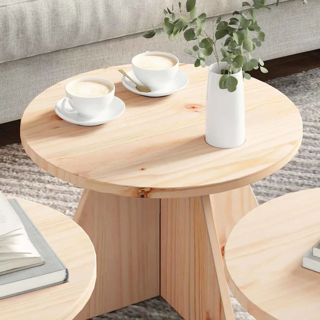 vidaXL Tavolino da salotto 3 pcs Naturale 49 x 49 x 30 cm