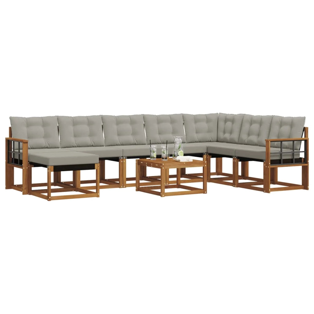 Set di divani da esterno 9 pcs Grigio Naturale e Chiaro 3368982