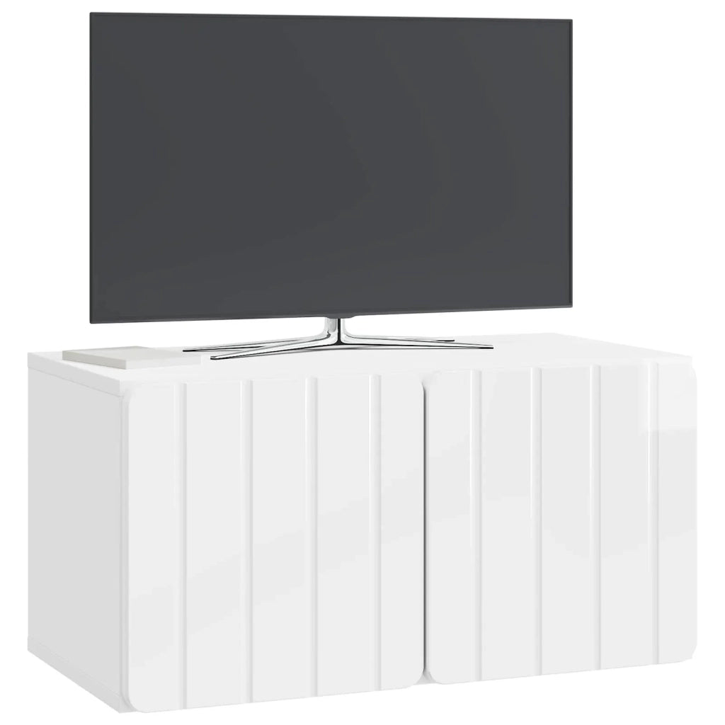 Mobile Porta TV da Muro 59,5 x 31 x 30 cm Bianco Lucido 898369