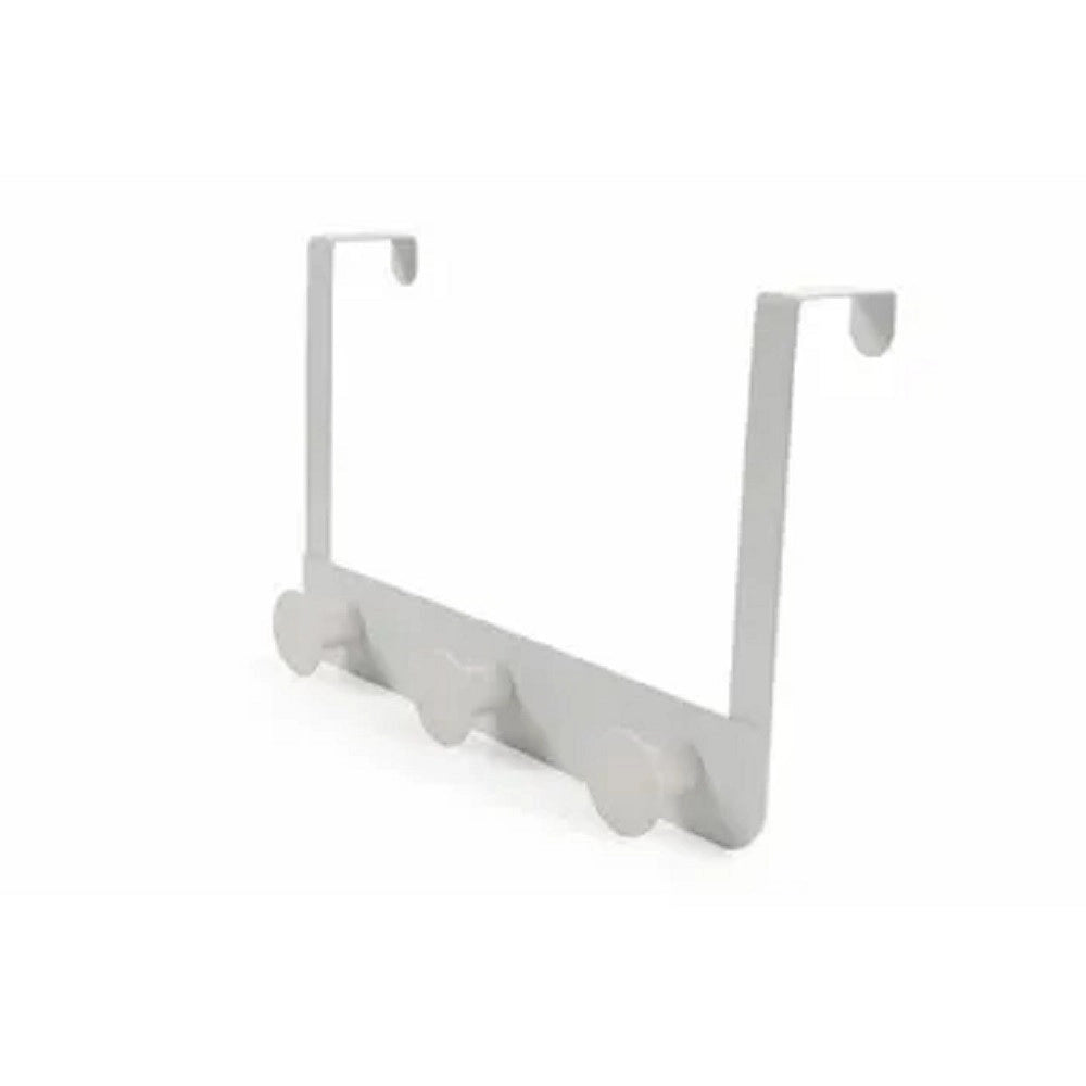 Trade Shop - Appendiabiti Da Porta Con 3 Ganci 19.5x11.5 Cm Bianco Asciugamani Vestiti 87780 -