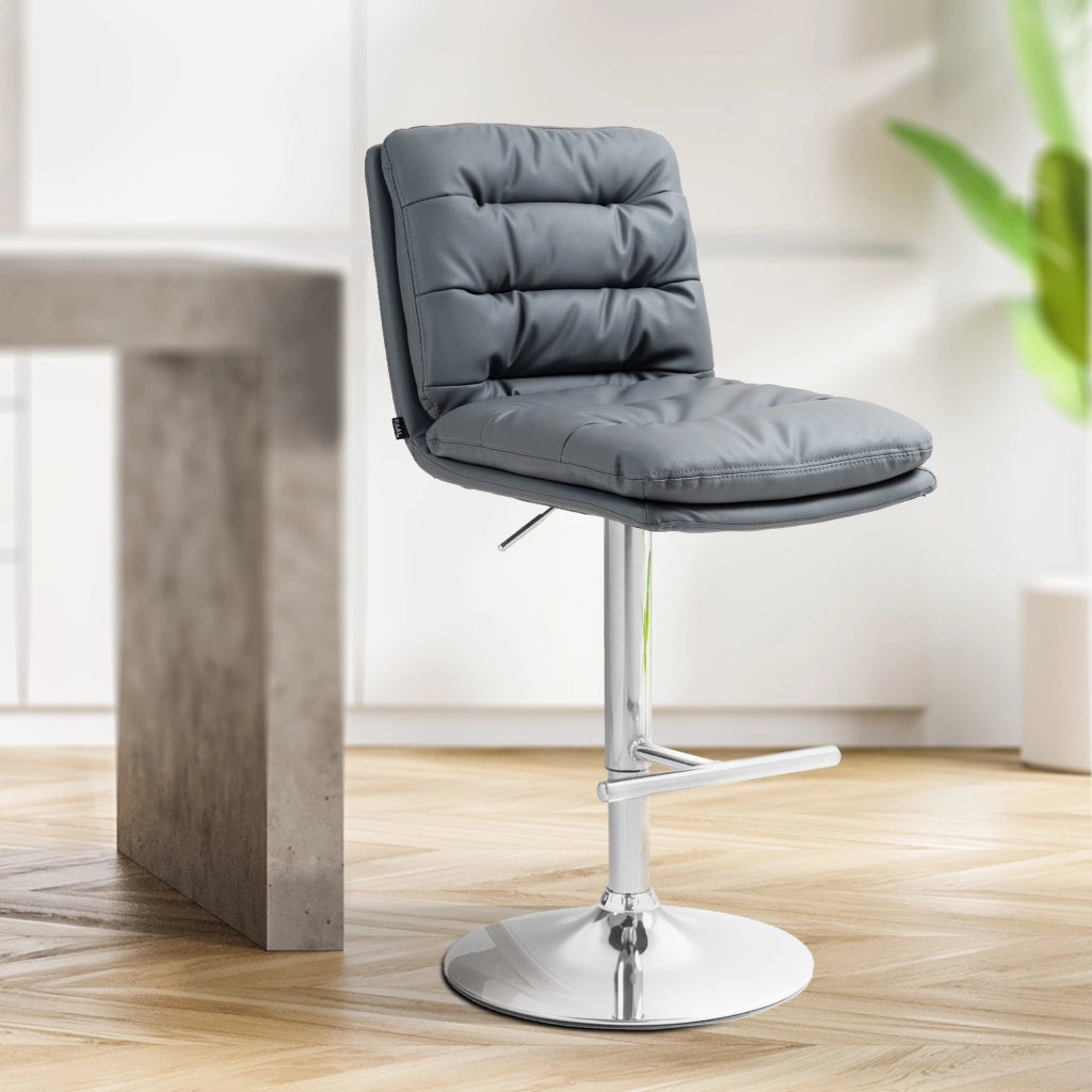 Set di 2 sgabelli bar Damar in ecopelle cromo 4