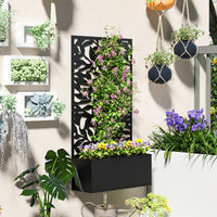 Fioriera con Spallier 61x23x113 cma per Rampicanti Montaggio a Parete o a Terra in Acciaio Nero