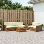Set di divani da esterno con cuscino 6 pcs Naturale e Crema